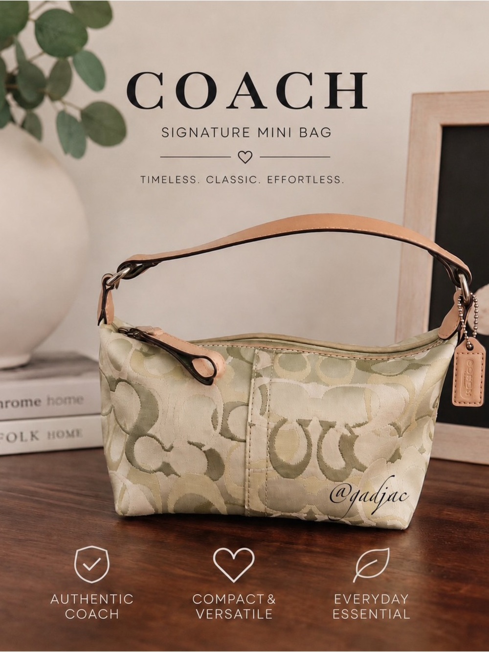 Rare Y2K Coach Optic Signature C Mini Bag / Pouch (6561) | Pistachio